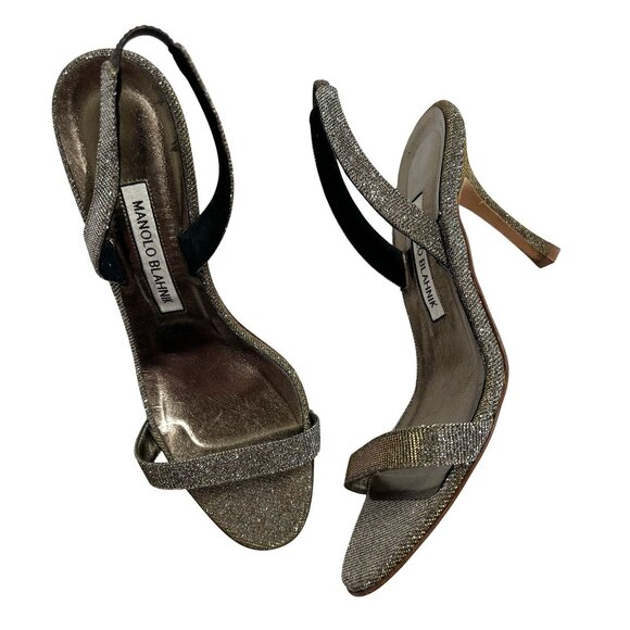 Manolo Blahnik Minchisli Sandals in Silver - Picture 1 of 8